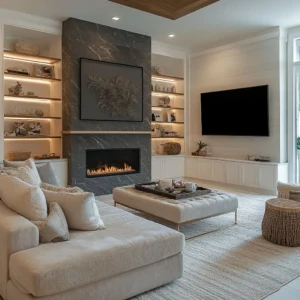 Luxury media wall design creating a warm and immersive living room experience